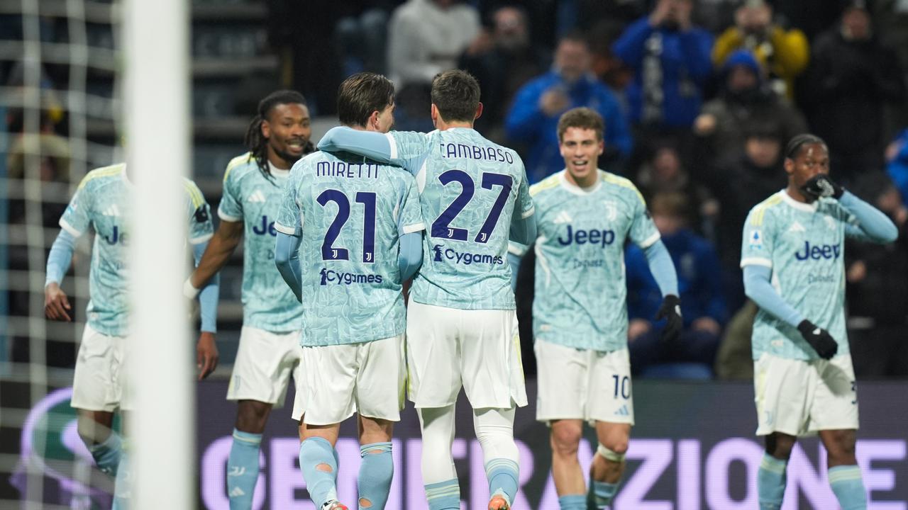 Juventus merayakan gol melawan Sassuolo di Serie A 2025/2026